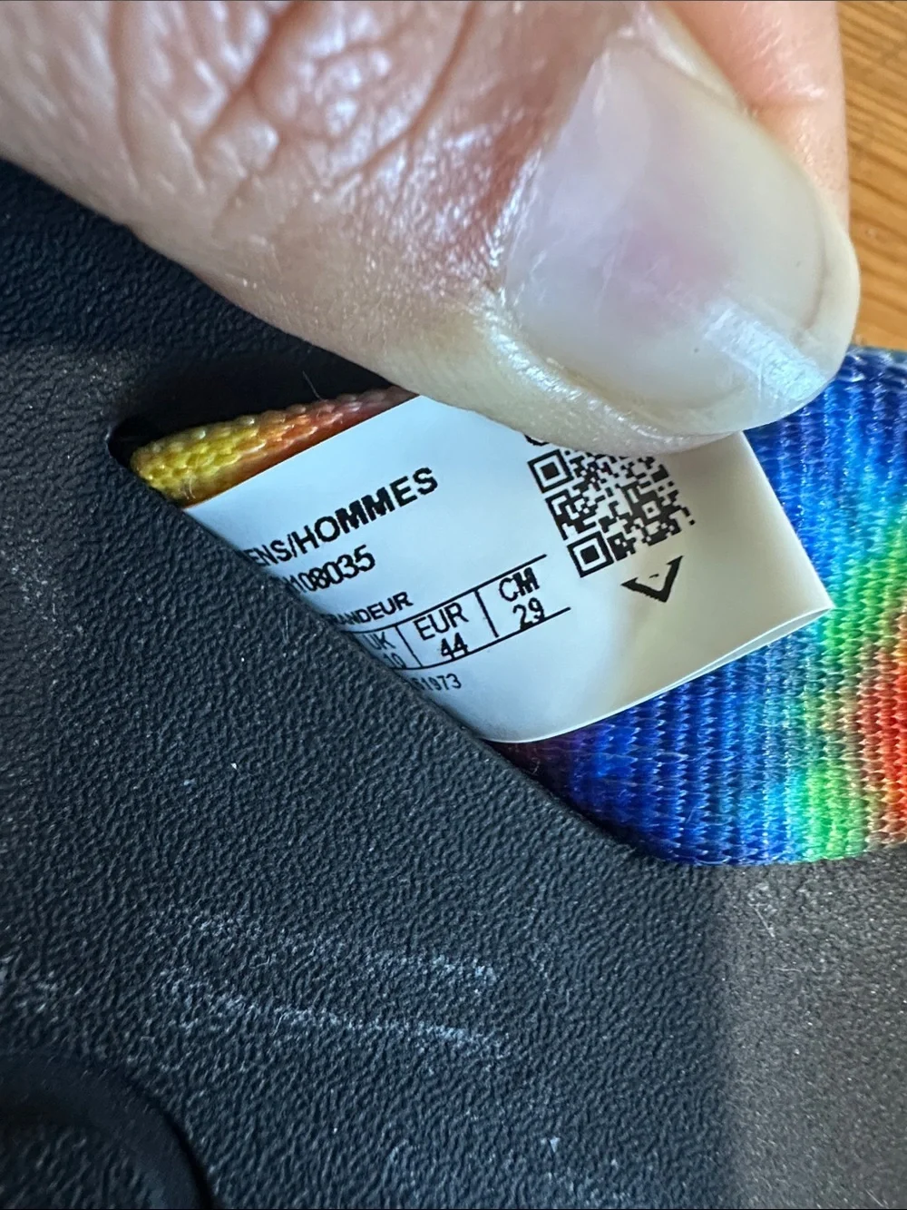 Chaco Black Flip Flops with Rainbow Tie-Dye Straps